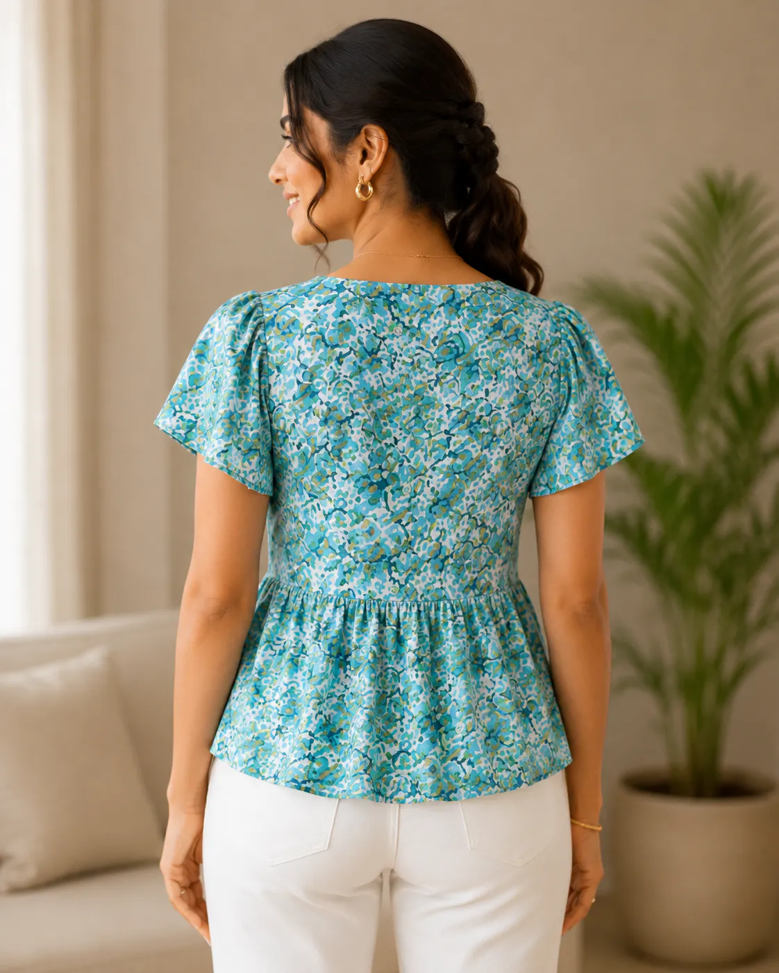 Floral Cotton Peplum Top