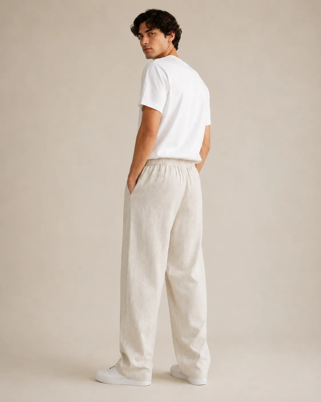 Premium Linen Blend Relaxed Fit Drawstring Pants for Men