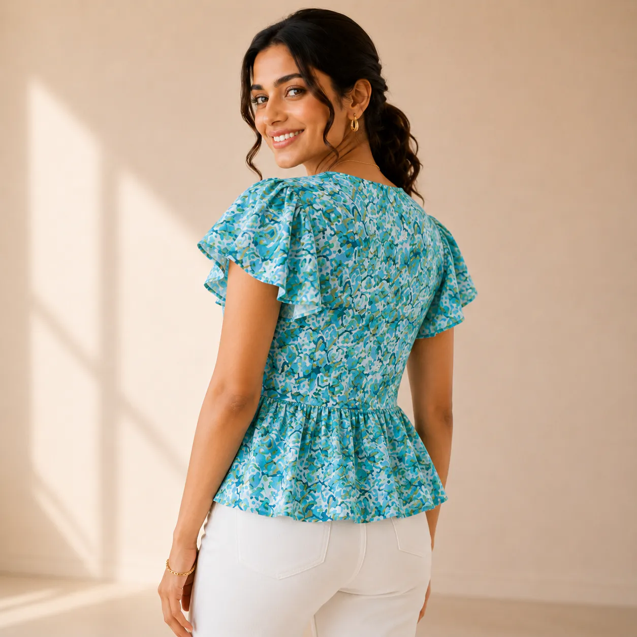 Floral Cotton Peplum Top