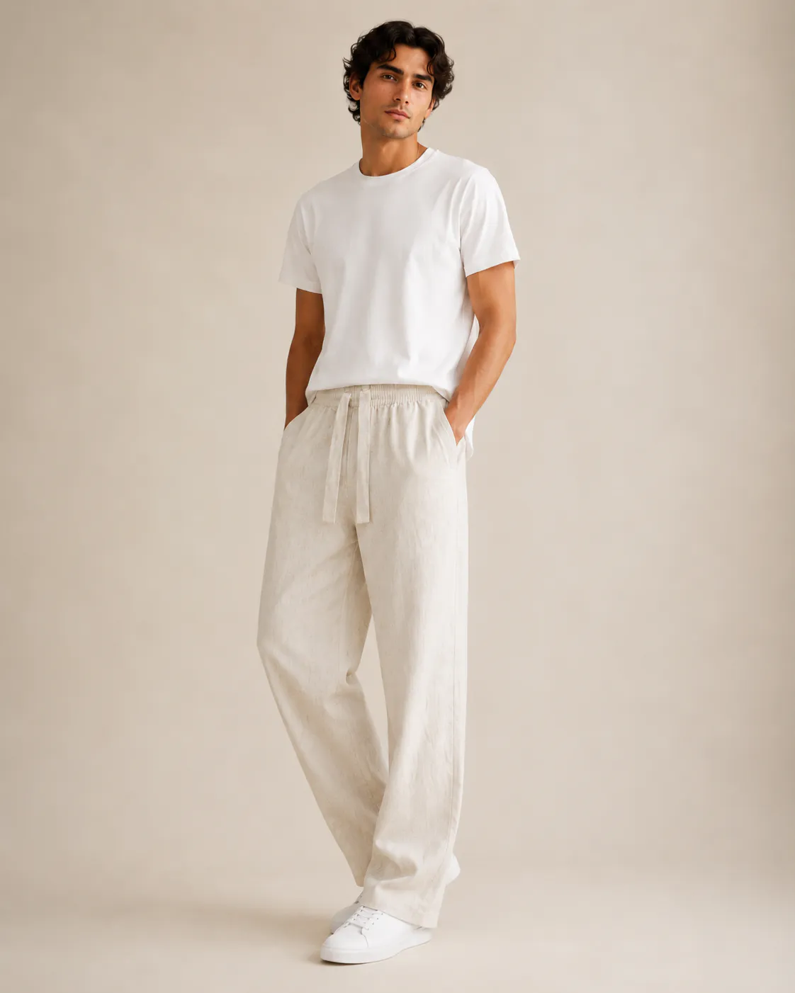 Premium Linen Blend Relaxed Fit Drawstring Pants for Men