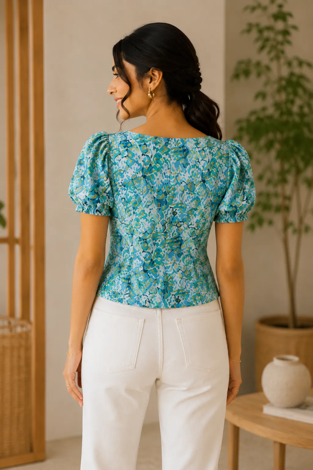 Floral Cotton Puff Sleeve Top