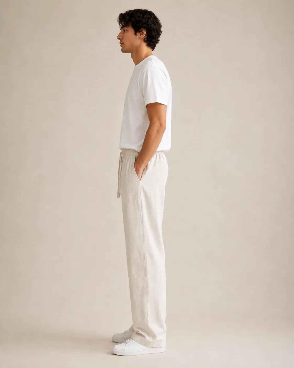 Premium Linen Blend Relaxed Fit Drawstring Pants for Men