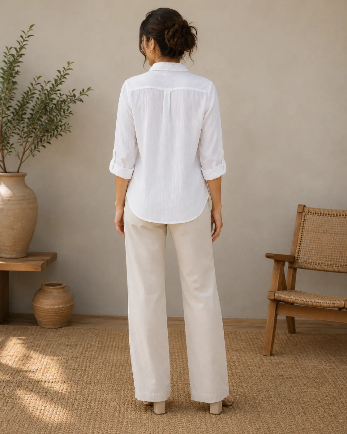 Premium Textured Cotton Linen Shirt for Women