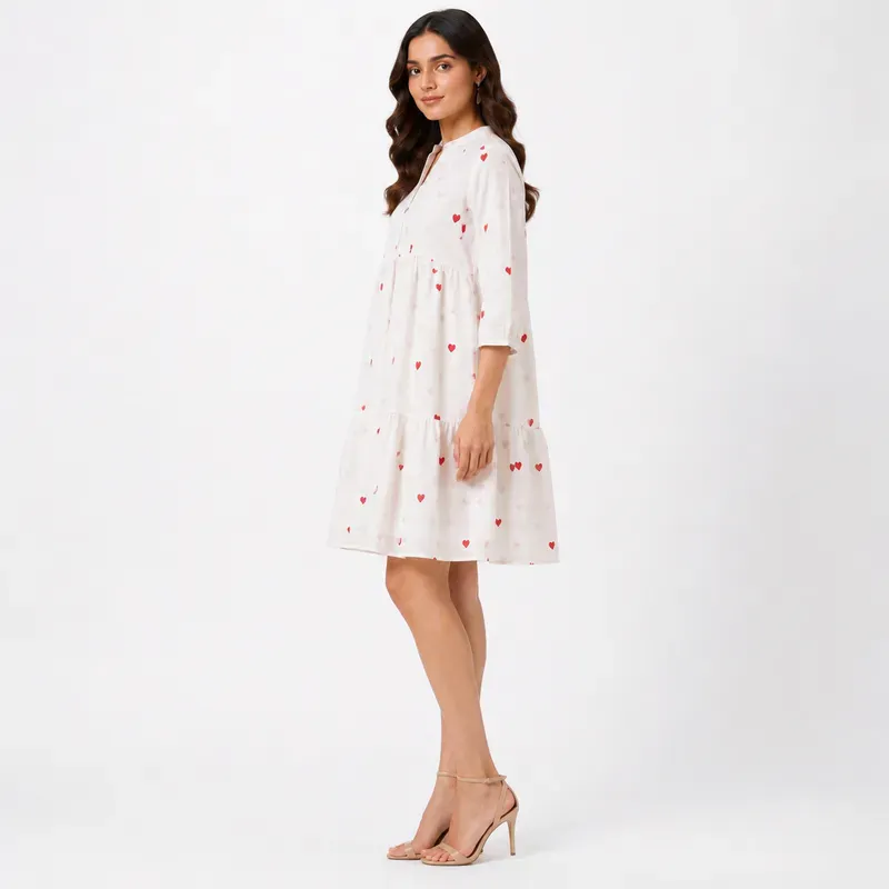 Women Fit and Flare White Knee Length Dress