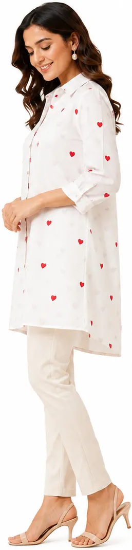 Women Shirt White Above Knee Dress