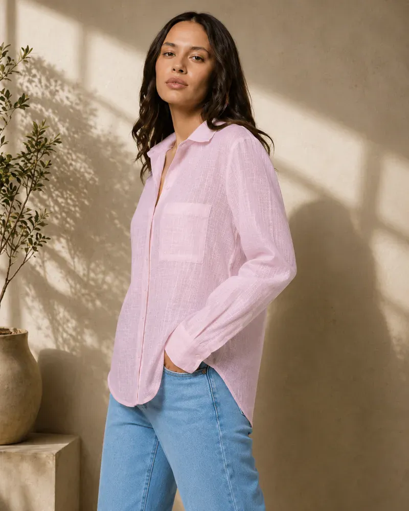 Casual Pink Shirt Top