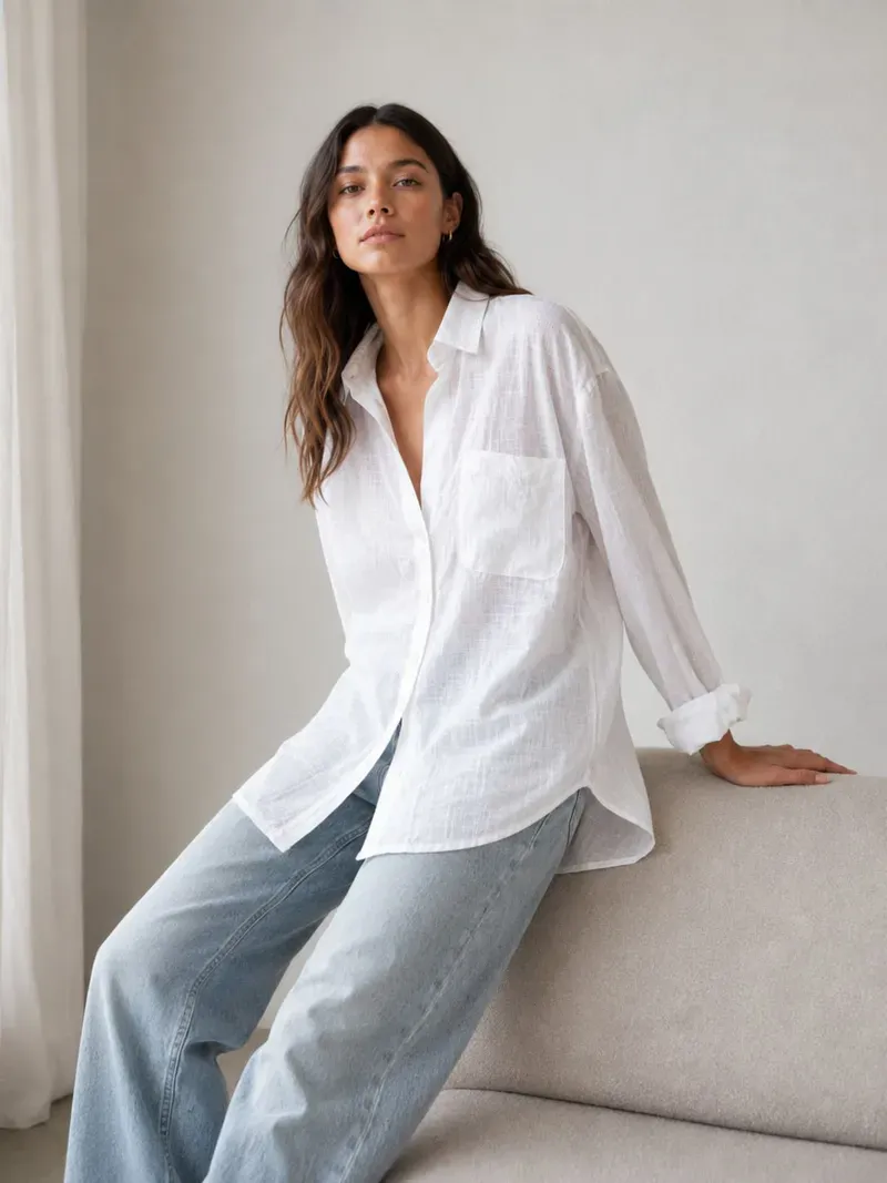 Casual Solid Women White Shirt Top
