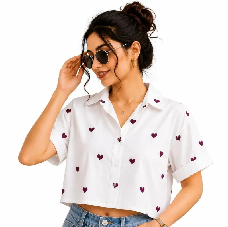 Casual Printed Women White and Purple Top