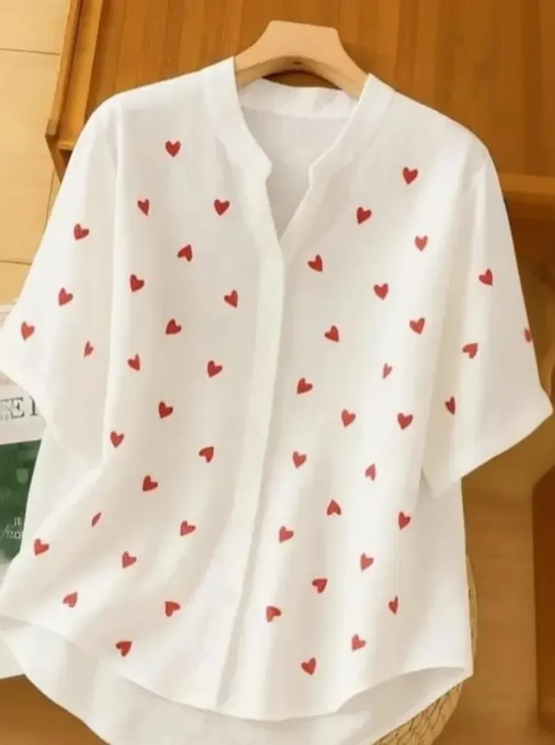 Women Printed Casual White Shirt