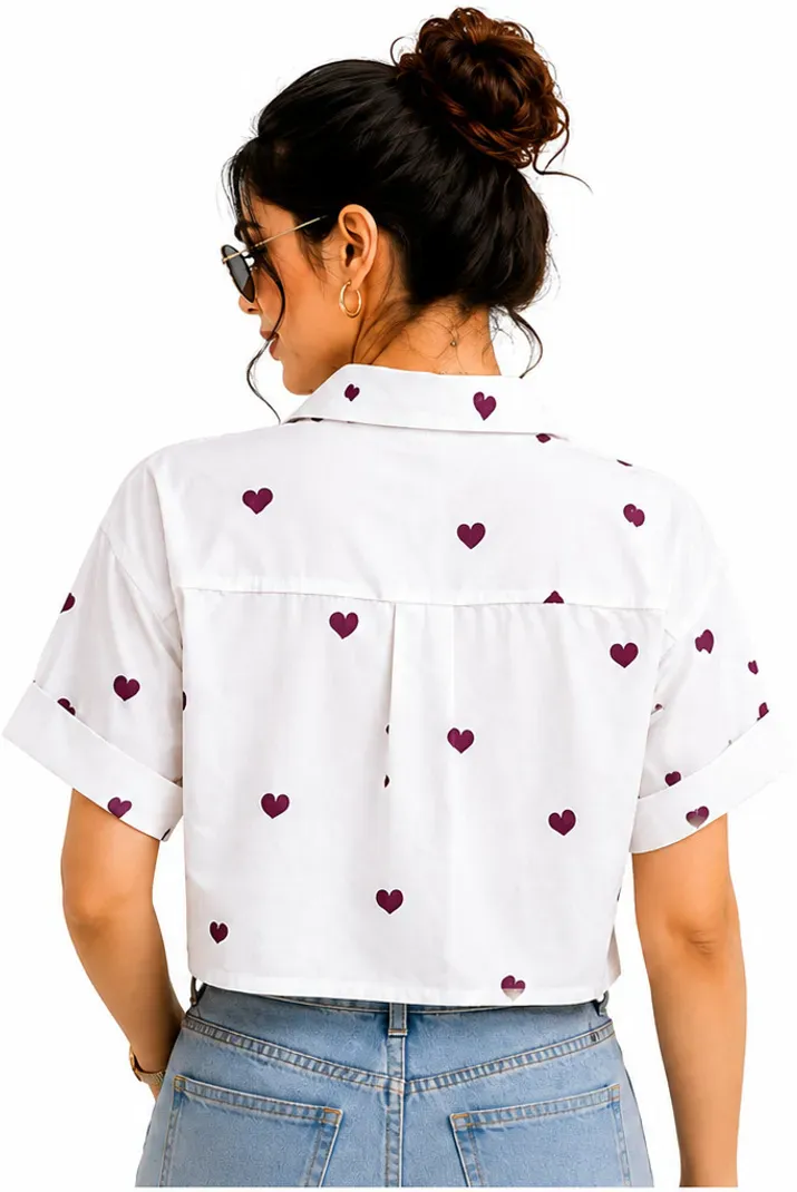 Casual Printed Women White and Purple Top